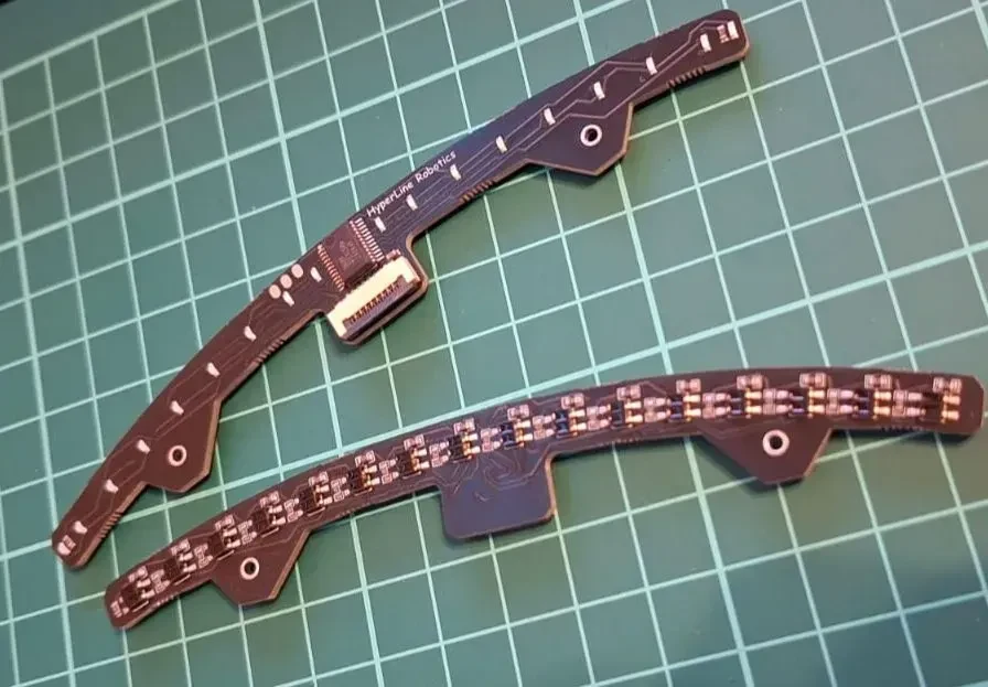 Two HyperLine Robotics 16-sensor line follower arrays