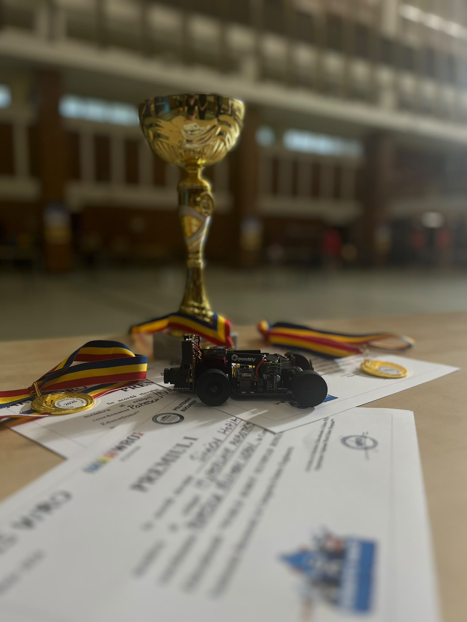 HLR Self-Driving Car V2 displayed with its national championship trophy